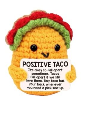 NWT Crochet Positive Taco Emotional Support Gift Funny Desk Decor w Card